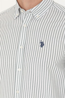 U. S. Polo Assn Мужская белая рубашка в полоску цвета экрю - U.s. polo assn фото 7