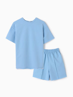 Костюм женский: футболка, шорты, MINAKU: Casual Collection, размер 50, голубой