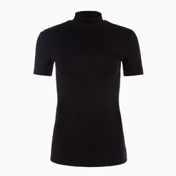 Футболка однотонная женская MINAKU SLIM FIT: чёрная, размер 42