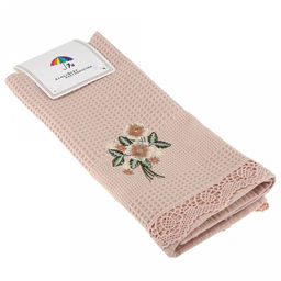 Полотенце кухонное вафельное "Клевер" 40х60см, хлопок 100%, ажурный кант, цвета микс (Китай)