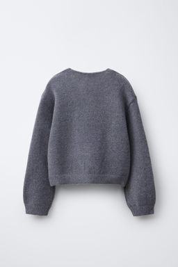 V-NECK KNIT CARDIGAN WITH SHIMMERING BOWS - Zara фото 2