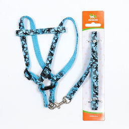 Комплект прошитый Милитари, поводок 120 х 1 см, ОГ 23-35 см, синий - Пижон фото 7