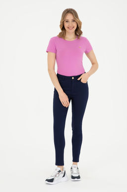 Женская фиолетовая базовая футболка с круглым вырезом Неожиданная скидка в корзине - U.s. polo assn фото 11