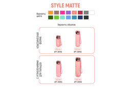 Бутылка для воды 1000 мл 7,8*7,8*28,5 см "Style Matte" с углублениями д/пальцев пыльная роза