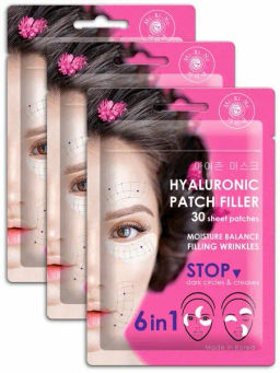 Mi-Ri-Ne Патчи-филлеры 6в1 гиалуроновые тканевые для кожи вокруг глаз(30 патчей) 25г (Ю.Корея)