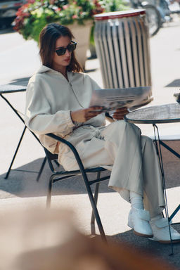TEXTURED WIDE-LEG TROUSERS - Zara фото 13