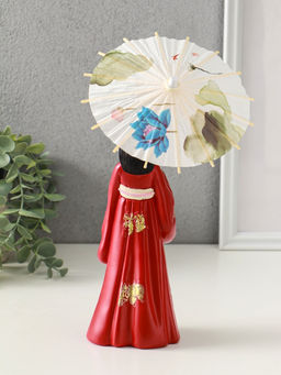 Фигура полистоун «Девочка в кимоно с зонтиком», красный, 12×13.8×25 см