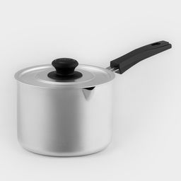 Цена за 2 шт. Ковш, 1 л, карбоновая ручка, с крышкой, штампованный алюминий, серебристый