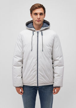 Kapusonlu Ac?k Gri Sisme Mont - Mavi фото 3