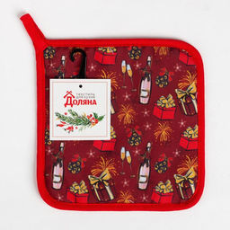 Набор кухонный Пусть зима будет теплой прихватка 17х17 - 2шт. 35% хл,65% п/э - Доляна фото 2