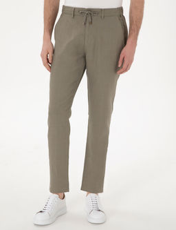 Haki Carrot Fit %100 Keten Kanvas Pantolon