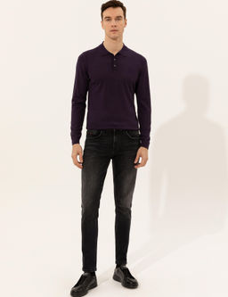 Mor Slim Fit Polo Yaka Basic Triko Kazak - Cacharel фото 4