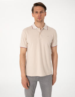 Bej Slim Fit Polo Yaka Ti__rt - Pierre cardin фото 3