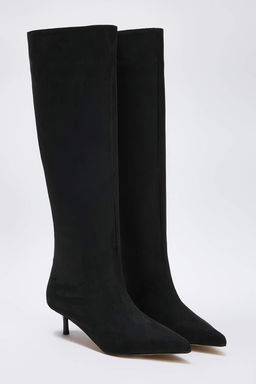 Siyah Suet Kad?n 4 cm Ince Kitten Topuklu Cizme TAKAW26CZ00021