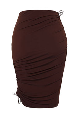 TRENDYOLMILLA Kahverengi Mini Orme Buzgulu Plaj Etek TBESS25ET00001  фото 8