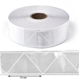 Лента светоотражающая (катафотная) Треугольники TBY отр.R100 шир.50мм арт.SV.K50g цв.серый уп.50м