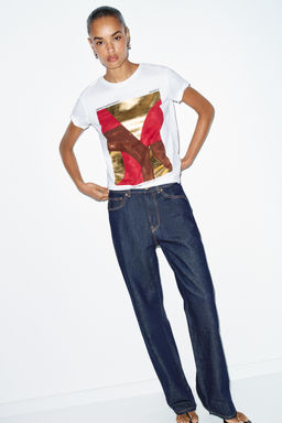 METALLIC PRINT T-SHIRT