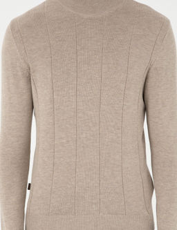 Kum Melanj Slim Fit Yar_m Bal_k__ Yaka Triko Kazak