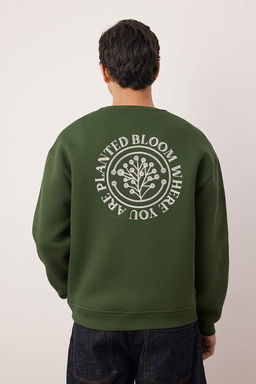 TRENDYOL MAN Kahverengi Oversize/Genis Kesim Cicek Nak?s Ici Polar/S?cak Tutan Pamuk Sweatshirt TMNAW24SW00012 - Trendyolmilla фото 66