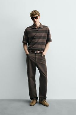 POLO RELAXED FIT RAYAS / Marr?n