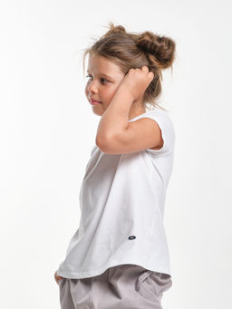 Футболка для девочки с воротником UD 3321 белый - Mini maxi фото 3