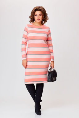 Платье Swallow 770.1 полоска бежевая+серая+лососевая