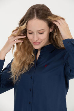 U. S. Polo Assn Женская базовая рубашка темно-синего цвета с длинным рукавом