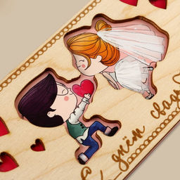 Цена за 3 шт. Конверт для денег с деревянным элементом «С Днём Свадьбы!», 16.5×8 см