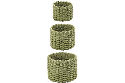 Набор 3 плетеных корзин, 1 корзинка 18*18*15 см, 1 корзинка 15*15*13см, 1 корзинка 12*12*10см, зелен