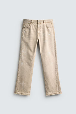 JEANS FLARE FIT EFECTO SALPICADURAS / Tostado claro - Zara фото 7