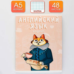 Предметная тетрадь, 48 листов, КОТ, со справочными материалами Английский язык, обложка мелованный картон 230 гр., внутренний блок в клетку 80 гр., белизна 96%,блок №1.