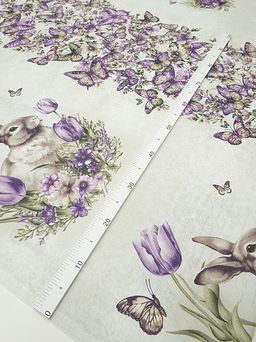 Рогожка Винтажные кролики, ш.1.5м, хлопок-100%, 160гр/м.кв, раппорт 63см - Купава фото 5