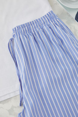 TRENDYOL MAN Ekru - Mavi Regular Fit Ust Orme Alt Dokuma Pijama Tak?m? TMNSS25PT00057 - Trendyolmilla фото 3