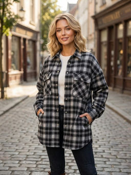 K13551 Рубашка с вышивкой OVER SIZE (хлопок) ЧЕРНЫЙ