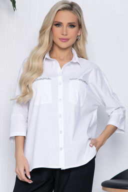 Рубашка с блестками на карманах Алтика (белая) Б10636 - Lt collection фото 14