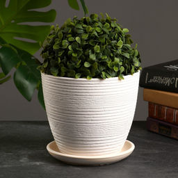 Горшок для цветов Халва: крокус, керамический, с поддоном, 2.3 л, белый