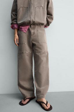 LIMITED EDITION RELAXED FIT TROUSERS WITH STUDS - Zara фото 5