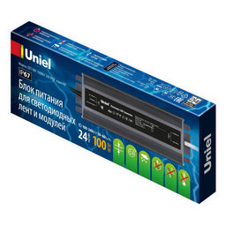 UET-VAF-100B67 24V IP67 Блок питания ультратонкий, 100Вт. Металлический корпус. TM Uniel