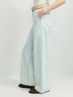 Джинсы широкие с ремнём с высокой посадкой ZR2604092334-100 / Zarina