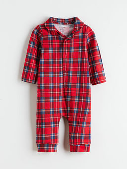 Polo Yaka Ekose Erkek Bebek Tulum