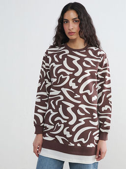Bisiklet Yaka Desenli Kad?n Sweatshirt Tunik