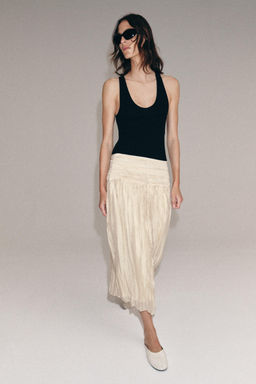 FALDA MIDI DRAPEADA ZW COLLECTION / Beige - Zara фото 2