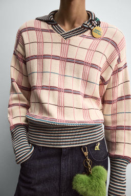 CHECK JACQUARD KNIT POLO SHIRT HARRY LAMBERT FOR ZARA X DISNEY  фото 6
