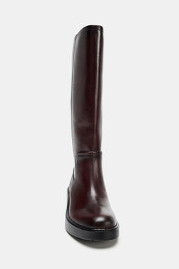 DISTRESSED-EFFECT LEATHER ANKLE BOOTS - Zara фото 4