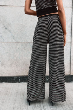 PANTAL?N BOUCL? RAYAS / Negro / Crudo - Zara фото 6