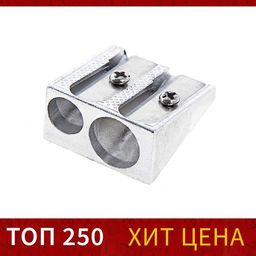 Цена за 12 шт. Точилка двойная, металл, корпус серебристый