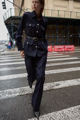 BELTED JACKET WITH PATCH POCKETS