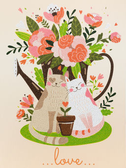 Кристальная (алмазная) мозаика ФРЕЯ ALBP-308 постер Цветы и котики 30 х 40 см