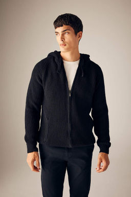 Кардиган из ткани Selanik стандартной посадки с капюшоном