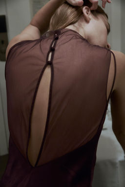 LONG SATIN MESH DRESS - Zara фото 3
